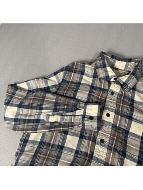LL Bean Slim Fit Flannel Shirt Men’s M Blue Brown Tartan Plaid Button Up Casual